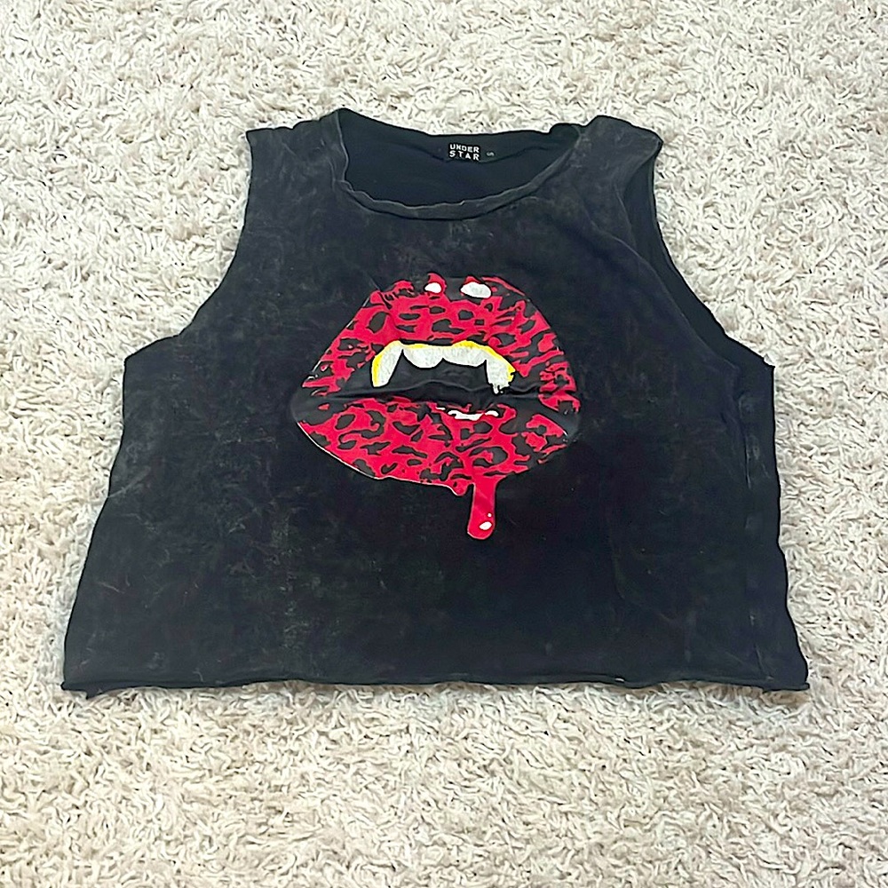 Vintage Under Star Give Blood Tank-Crop Top